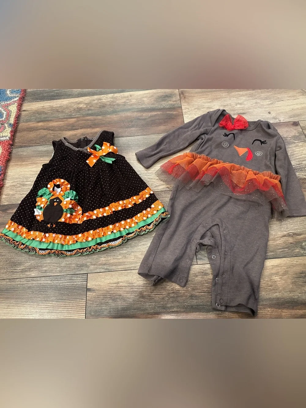 Bonnie Baby Thanksgiving Dress and Turkey Bodysuit 6-9 month Baby Girl